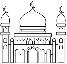 the outline of a mosque with two minas