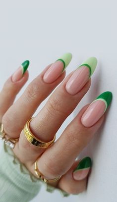 Pastel French Nails, Nails Acrylic Almond, Green Acrylic Nails, Nails Pastel, Nails Brown, French Tip Nail Designs, Nails French Tip, French Tip Acrylic Nails, Nails Green