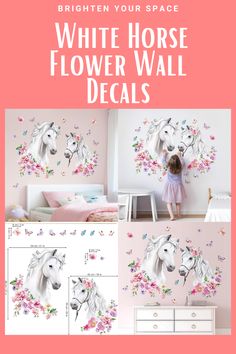 the white horse wall decals are perfect for children's rooms and play spaces