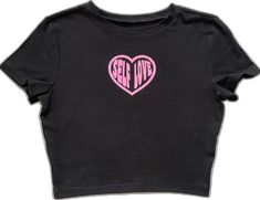 Fitted Heart Graphic Crop Top, Fitted Crop Top With Heart Graphic, Fitted Heart Graphic Crop Top For Summer, Casual Fitted Crop Top With Heart Graphic, Pink Graphic Print Cropped Shirt, Trendy Cotton Crop Top With Heart Graphic, Heart Crop Top, Pompano Beach, Self Love