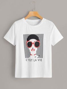 Cest La Vie Figure T-Shirt ZNF08 Affordable Printed T-shirt For Gift, Cest La Vie T Shirt, Cheer Tshirts, Letter Print Tee, Latest T Shirt, Unique Clothing, Jewelry Armoire, Print Tee, One By One