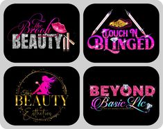 four different logos for beauty products