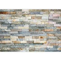 a stone wall is shown with different colors