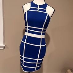 Royal Blue Dress With White Stripes. Royal Blue Dress, Royal Blue Dresses, White Stripe, Royal Blue, Blue Dresses, Stripes, Blue And White, Mini Dress, Womens Dresses