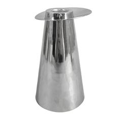 a stainless steel vase on a white background