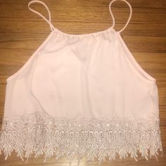 Baby Pink Gorgeous Flowy Sheer Crop Top. Size M Pairs Great With Jeans Or Shorts. Brand New Never Worn, However No Tags On It. Summer Cami Crop Top For Party, Pink Camisole Crop Top For Vacation, Summer Party Cami Crop Top, Cute Summer Party Tank Top, Cute Summer Crop Top For Parties, Cute Crop Top For Summer Parties, Cute Summer Party Crop Top, Sleeveless Lace Crop Top For Vacation, Cute Sleeveless Crop Top For Parties