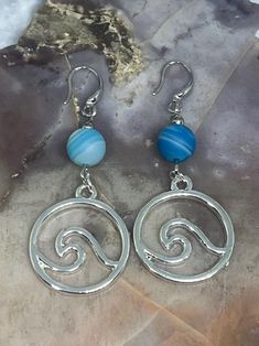 Beach Earrings, Beach Jewelry, Dangle Earrings, Beach Accessories, Wave Earrings, Beach Vibes, Ear Jewelry, Gifts for Her, Blue Earrings - Etsy Adjustable Matching Earrings For Vacation, Adjustable Jewelry With Matching Earrings For Vacation, Sterling Silver Earrings For Summer Beach, Handmade Blue Jewelry For Beach Season, Adjustable Beachy Earrings For Vacation, Bohemian Drop Earrings For Beach Season, Beachy Drop Earrings For Gift, Beachy Earrings For Beach Season Gift, Bohemian Summer Jewelry In Ocean Color