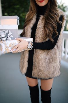 Fur Vest Outfit Ideas, Outfit Botas, Neue Outfits, Elegante Casual, Looks Black, Winter Fashion Outfits, Fall Winter Outfits, Outfits Casuales, Cute Casual Outfits