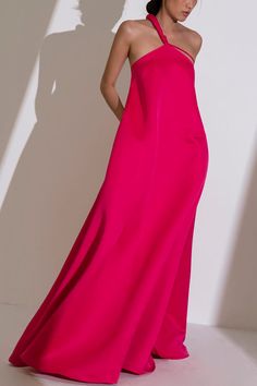 Women's Hong Di Flared Side Pocket Duchess Satin Floor Length Dress XS/S/M/L/XL Hot Pink MEAN BLVD Fuschia Gown, Mean Blvd, Duchess Satin, Floor Length Dress, Flared Dress, Floor Length Dresses, Dress Material, Mini Dresses, Well Dressed