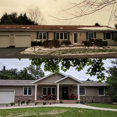 before and after photos of a home in the suburbs