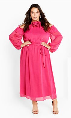 Women's Plus Size L'amour Collection | City Chic Ruffled Tops, Beautiful Tops, Neck Flower, Plain Dress, Fashion Now