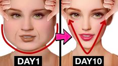 V Shape Face Exercise, Japanese Face Massage, Slim Down Your Face, Face Lift Exercises, Reduce Face Fat, Double Chin Exercises, V Shape Face, Reduce Double Chin, Chin Exercises