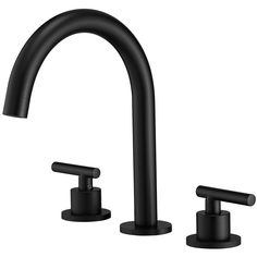 two black faucets are shown with the handles extended and one is turned on