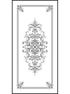 a white and black border with an ornate design on it, in the center is a square