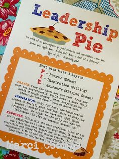 a poster with an image of a pie on it