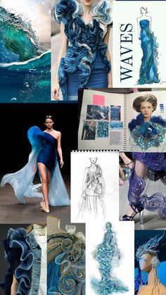 blue and purple fashion collage with images