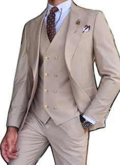 Slim Fit Double-breasted Office Suits, Tailored Office Sets With Buttons, Tuxedo Style Slim Fit Suits With Buttons, Three-piece Tuxedo Suit With Notch Lapel, Office Sets With Buttons And Lapel Collar, Fitted Sets With Button Closure And Lapel Collar, Slim Fit Three-piece Suit With Suit Collar, Slim Fit Three-piece Suit With Buttons, Slim Fit Single Breasted Three-piece Suit With Long Sleeves