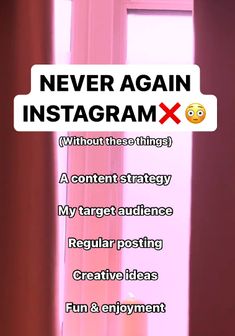 a sign that says never again instagram with the caption above it in front of a door