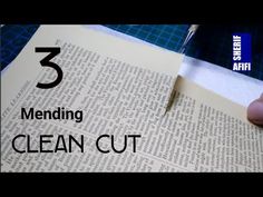 a person cutting paper on top of a book with the title 3 mending clean cut