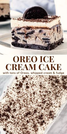 an oreo ice cream cake on a plate