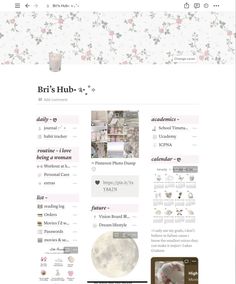 the website is displayed with pink flowers and other things on it's desktop screen