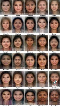 an image of many different women with different facial expressions on their faces, including the woman's head and shoulders