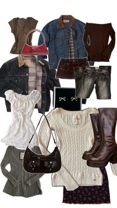 Twilight Outfits, Bows Coquette, Upcycling Diy, Brown Denim, Diesel Punk, Downtown Outfits, Coquette Style, 2000s Outfits, Reworked Vintage