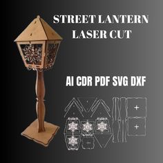 a wooden lamp is shown with instructions to make it