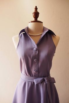 Fitted Purple Collared Dress, Purple Fitted Collared Dress, 50s Housewife Dress, Dusty Purple Dress, Working Dress, Housewife Dress, Mod Clothing, Working Dresses, Mint Bridesmaid Dresses