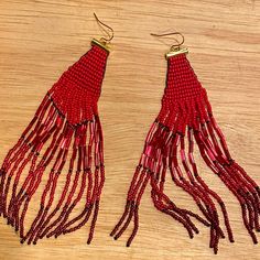 Watch Out Because These Earrings Are Hot Hot Hot! Beautiful Red Glass Seed Beads And Glass Bugle Beads Dangle And Sparkle. Red Represents Love, Passion, Fire, Fury. Red Is The Color Of Blood And Fire. It Is Associated With Love, Passion And Desire. These Earrings Are Hand Beaded And They Feature French Hooks Aka Fishhooks. Order Includes 2 Silicone Earring Backs (Not Pictured) For Security. Red Beaded Fringe Dangle Earrings, Red Beaded Fringe Drop Earrings, Adjustable Red Beaded Fringe Earrings, Red And Black Beaded Festival Earrings, Red And Black Beaded Earrings For Festival, Red Dangling Beads For Party, Traditional Red Beaded Fringe Jewelry, Elegant Red Beaded Earrings For Festival, Red Dangling Beaded Earrings