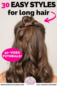 Quick Easy Hairstyle Long Hair, Long Hairstyles For Picture Day, Long Hair Picture Day Ideas, Easy Sahm Hair, Easy Ways To Wear Long Hair Up, Cute Hair Ideas For Long Hair Easy, Easy Things To Do With Long Hair, Fixing Long Hair Easy Hairstyles, Easy Ways To Put Up Long Hair