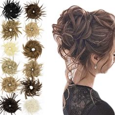 Updo Messy Bun, Scrunchie Bun, Gala Hair, Fishtail Plait, Tousled Updo, Half Bun Hairstyles, Messy Bun Hair Piece, Hair Donut