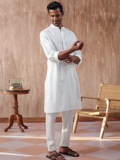 , Soft Cotton, Organic Cotton, Premium Cotton, Pure Cotton, Luxury Cotton Indian Traditional Solid Men's Kurta White Handmade Kurta Give yourself a best ethnic look by wearing this Kurta. Made of rich cotton blend fabric this regular-fit set comprises a full-sleeved Indian kurta This outfit with mojari will look different on special occasions. Fabric- Cotton Style - Newly Color - showing as a picture These Men's Kurta shirts can be customized as per your requirement. Example Please See Below. 34 White Dabka Churidar For Puja, White Dabka Set For Puja, White Cotton Sherwani For Puja, Traditional Long Sleeve Kurta For Loungewear, Traditional White Pant Set For Diwali, Cotton Straight Kurta For Loungewear, Diwali Cotton Naqshi Sets, Traditional Eid Kurta For Loungewear, Unstitched Traditional White Pant Set