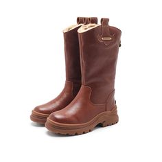 Womens Leather Mid Calf Boots Snow Boots Have Fleece Lined for Cold Winter in Black/Brown Pull On Winter Boots Women, Winter Boots Outfit, Shoe Rotation, Leather Mid Calf Boots, Platform Boots Chunky, Oxford Boots, Buckle Ankle Boots, Warm Shoes, Chunky Heels Boots