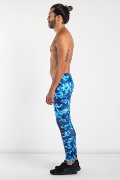 Pulsar Meggings - Kapow Meggings Blue Compression Bottoms For Training, Compression Training Bottoms In Blue, Compression Blue Sports Bottoms, Blue Compression Bottoms For Sports, Blue Micro-elastic Gym Bottoms, Micro-elastic Blue Gym Bottoms, Blue Nylon Workout Bottoms, Blue Sporty 4-way Stretch Bottoms, Sporty Blue 4-way Stretch Bottoms