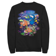 Embark on the adventure of a lifetime with this men's Finding Dory sweatshirt. Â©Disney / Pixar Crewneck Long sleevesFABRIC & CARE Cotton, polyester Machine wash Imported Embark on the adventure of a lifetime with this men's Finding Dory sweatshirt. Â©Disney / Pixar Disney / Pixar Embark on the adventure of a lifetime with this men's Finding Dory sweatshirt. Â©Disney / Pixar Color: Black. Gender: male. Age Group: adult. Pattern: Graphic. Material: Fleece. Disney Character Print Black Sweatshirt, Black Disney Character Print Sweatshirt, Disney Crew Neck Sweatshirt For Fans, Disney Crew Neck Sweatshirt Fan Merchandise, Disney Fan Merchandise Crew Neck Sweatshirt, Dory Nemo, Graphic Material, Finding Dory, Pattern Graphic