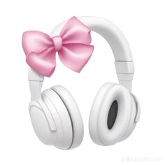 a pair of white headphones with a pink bow