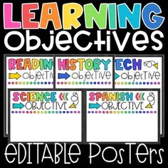 an interactive poster set with the words learning objectives and other activities to help students learn how