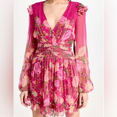 Rococo Sand Chloe Fuchsia Short Floral Flower Dress Nwt Retail $397 Size Small See Pictures For Info Hard To Find Size Sold Out! Price Firm Due To Posh Mark Fees Will Not Drop Lower Listed Low Had Purchased Over $400 Pink Long Sleeve Silk Mini Dress, Elegant Pink Floral Dress With Ruffles, Elegant Pink V-neck Floral Dress, Pink Silk Mini Dress With Ruffles, Elegant Pink Mini-length Floral Dress, Elegant Pink Floral Mini Dress, Elegant Long Sleeve Pink Floral Dress, Pink Floral Print Cocktail Mini Dress, Pink Silk Feminine Dress