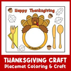 a turkey thanksgiving craft with the words happy thanksgiving on it and an image of a turkey