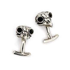 We've turned one of our most popular skulls into a stunning fashion accessory. They make for perfect stylish companions to your favorite suit. Available in White Bronze, Yellow Bronze, and Sterling Silver Ships worldwide. Cufflink Dimensions: 18mm x 23mm x 16mm Classic Formal Skull Ring With Polished Finish, Elegant Formal Skull Ring With Polished Finish, Stunning Fashion, Great Horned Owl, Cufflink Set, Silver Cufflinks, Cufflinks, Jewelry Watches, Most Popular