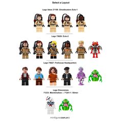 lego minifigurs are shown in different styles and sizes