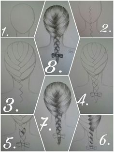 How To Draw Braids, Girl Drawing Sketches, Pencil Art Drawings, French Braid, Ideas For, Art Drawings Sketches Simple, Cool Art Drawings, How To Draw Hair