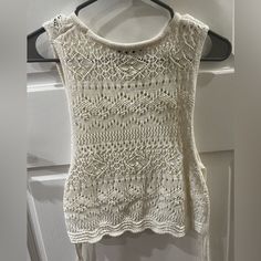 Cream Colored, Size Medium, Knitted, Never Worn Without Tags, Perfect Summer Top/ Bathing Top Cover On, Patterned Summer Top, Zara Tops, Perfect Summer, Cream Color, Knit Top, Zara, Womens Tops, Size Medium, Tank Tops