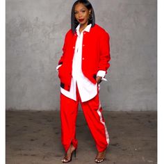 10$ Off Purchase If You Sign Up For Poshmark With My Code: Fashgottahaves Future Collective Kahlana Barfield Bomber Jacket Red X Target Sold Out Online Within Hours!!!!! Photographed In Size 2x But Other Sizes Available As Listed New With Tags Color: Red Black Questions? Leave A Comment Below! Kahlana Barfield Brown, Kahlana Barfield, Red X, Athleisure Outfits, Red Jacket, Casual Fits, Chic Outfits, Casual Chic, Bomber Jacket