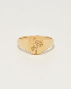 STANDARD ∙ SIGNET ∙ R I N G D E T A I L S A classic oval ring with your favorite birth flower. * Material: Sterling Silver, 14K Gold Filled , 14K Rose Gold Filled or 14K solid gold (Gold Filled is made of thick 14k gold or rose gold layered on .925 sterling silver.) * Oval size: 8x10mm * Band width: 2.5mm Personalized with our Code Blue Jewelry original floral illustrations Classic Round Birth Flower Jewelry, Classic Yellow Gold Flower Ring For Gift, Classic Yellow Gold Flower Ring As Gift, Gold Oval Ring With Birth Flower Detail, Gold Oval Flower Ring With Birth Flower Detail, Gold Oval Ring With Birth Flower Design, Gold Oval Birth Flower Ring, Gold Oval Ring With Birth Flower, Oval Flower Ring Stamped 14k For Gift