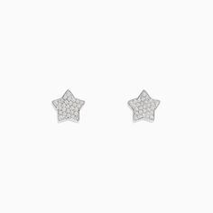 Effy 925 Sterling Silver Diamond Star Stud Earrings Sterling Silver Star Earrings With Diamond Accents, Silver Star-shaped Diamond Earrings As Gift, Sterling Silver Star-shaped Diamond Earrings, Star-shaped Earrings With Diamond Accents In Cubic Zirconia, Silver Star-shaped Cubic Zirconia Earrings, Star Earrings Stud, Diamond Star, Star Studs, Sterling Silver Earrings Studs