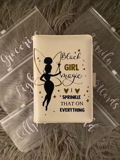 two clear plastic cases with the words perfect girl magic and i sparkle that on everything