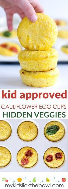 kid approved cauliflower egg cups with hidden veggies on top and in the middle