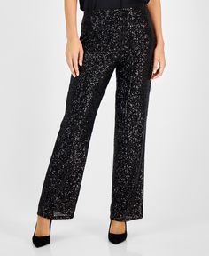 out of stock Festive Look, Womens Capris, Jumpsuit Trousers, Flared Pants, Pull On Pants, Black Jumpsuit, Black Sequins, Flare Pants, Vince Camuto